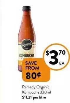 Foodworks Remedy Organic Kombucha 330ml offer