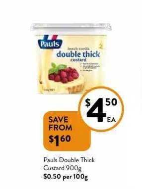 Foodworks Pauls Double Thick Custard 900g offer