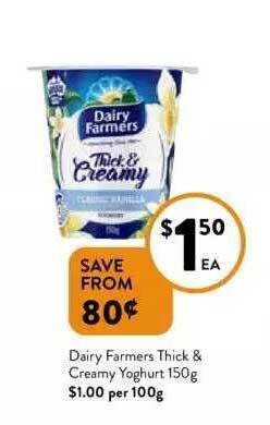 Foodworks Dairy Farmers Thick & Creamy Yoghurt 150g offer