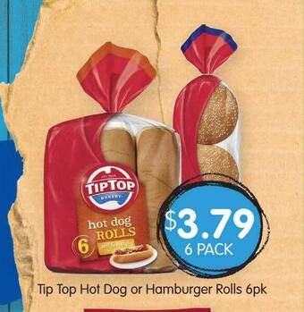 Spudshed Tip Top Hot Dog Or Hamburger Rolls 6pk offer
