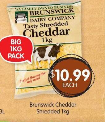 Spudshed Brunswick Cheddar Shredded 1kg offer