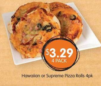 Spudshed Hawaiian Or Supreme Pizza Rolls 4pk offer