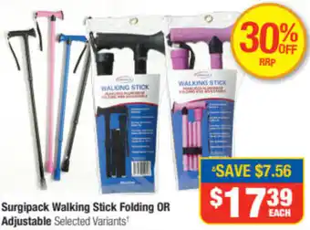 Direct Chemist Outlet Surgipack Walking Stick Folding or Adustable offer