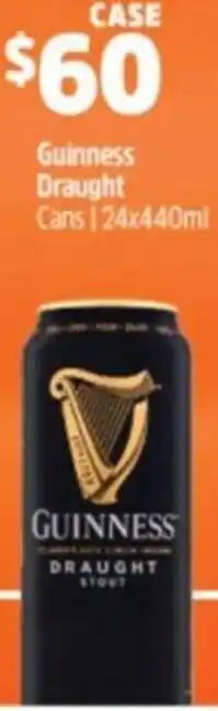 BWS Guinness Draught 24x440ml offer