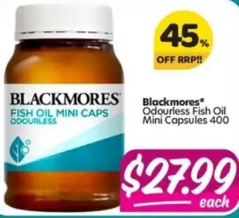 Your Discount Chemist Blackmores Odourless Fish Oil Mini Capsules 400 offer