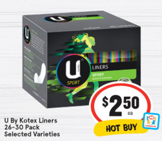 U By Kotex Liners 26 30 Pack Offer At Iga