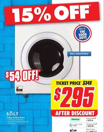 The Good Guys Sôlt 4.5kg Vented Dryer offer