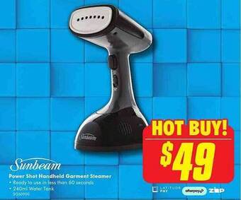 The Good Guys Sunbeam Power Shot Handheld Garment Steamer offer
