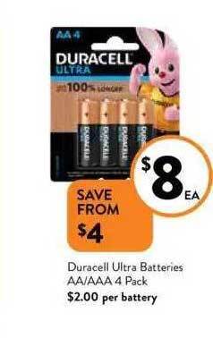 Duracell Ultra Batteries AA-AAA 4 Pack