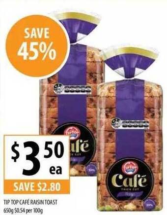 Supabarn Tip Top Café Raisin Toast offer