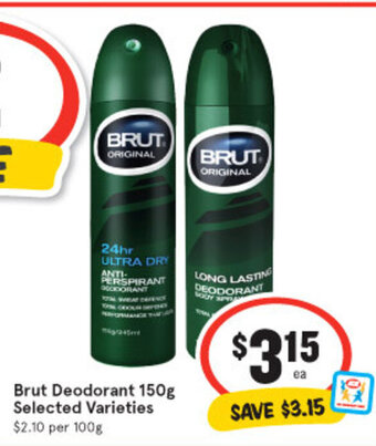 IGA Brut Deodorant 150g offer