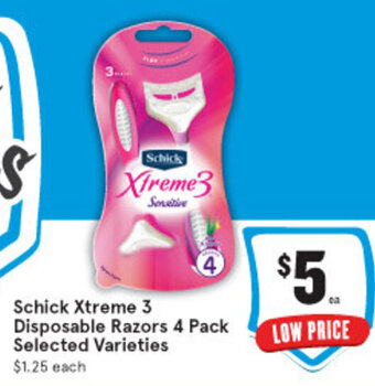 IGA Schick Xtreme 3 Disposable Razors 4 Pack offer