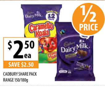 Supabarn Cadbury Share Pack Range 150/180g offer