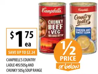 Supabarn Campbell's Country 495-505g and Chunky 505g Soup Range offer