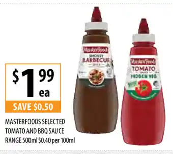 Supabarn Masterfoods Selected Tomato and BBQ Sauce Range 500ml offer