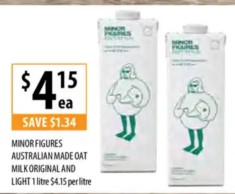 Supabarn Minor Figures Australian Made Oat Milk Original and Light 1 Litre offer