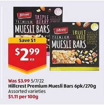 ALDI Hillcrest Premium Muesli Bars offer