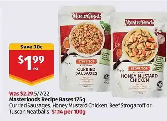 ALDI Masterfoods Recipe Bases offer