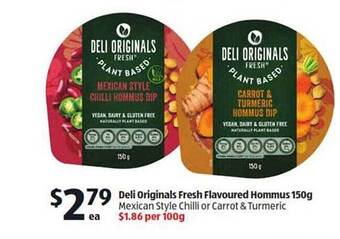 ALDI Deli Originals Fresh Flavoured Hommus offer