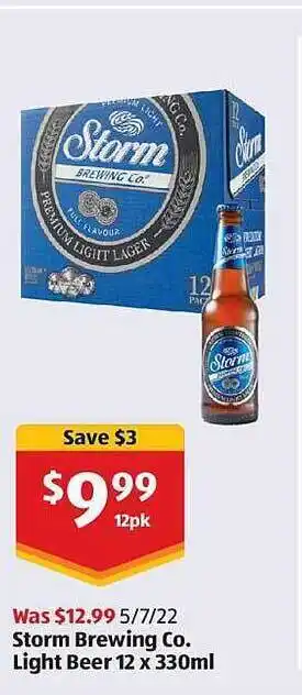 ALDI Storm Brewing Co Light Beer offer