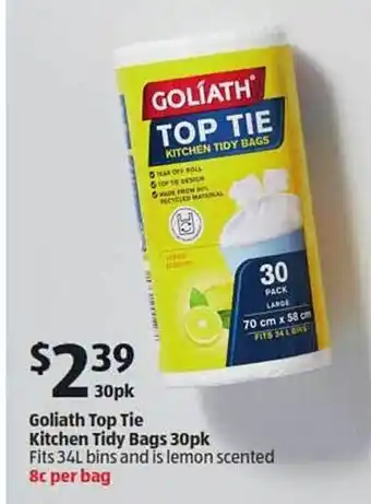 ALDI Goliath Top Tie Kitchen Tidy Bags offer