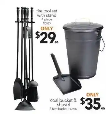 Cheap as Chips Fire Tool Set With Stand Coal Bucket & Shovel offer