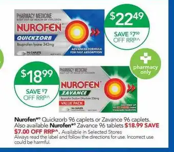 Terry White Nurofen Quickzorb 96 Caplets Or Zavance 96 Caplets offer