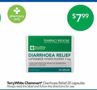 Terry White Terrywhite Chemmart Diarrhoea Relief 20 Capsules offer