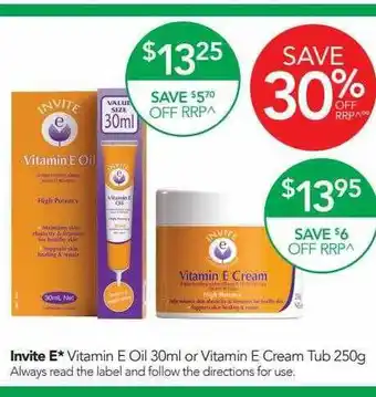 Terry White Invite E Vitamin E Oil Or Vitamin E Cream Tub offer