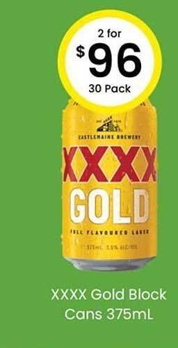 The Bottle O Xxxx Gold Block Cans offer