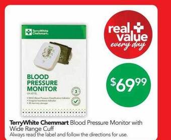 Terry White Terrywhite Chemmart Blood Pressure Monitor With Wide Range Cuff offer