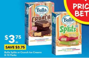 Ritchies Bulla Splits Or Crunch Ice Creams 8-10 Packs offer