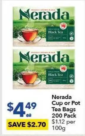Ritchies Nerada Cup Or Pot Tea Bags 200 Pack offer