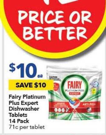 Fairy Platinum Plus Expert Dishwasher Tablets 14 Pack