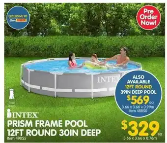 Clark Rubber Intex Prism Frame Pool 12ft Round 30in Deep offer