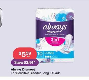 Always Discreet For Sensitive Bladder Long 10 Pads