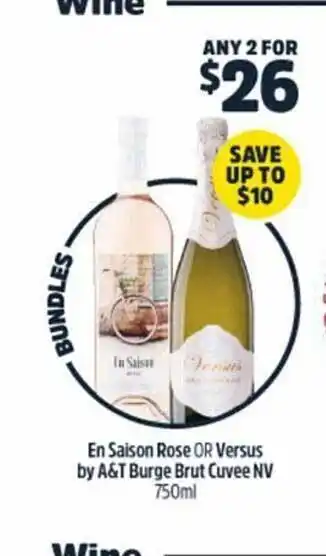 BWS En Saison Rose Or Versus By A&T Burge Brut Cuvee NV 750ml offer