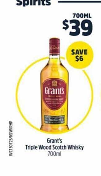 BWS Grant's Triple Wood Scotch Whisky 700ml offer