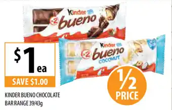 Supabarn Kinder Bueno Chocolate Bar Range 39/43g offer