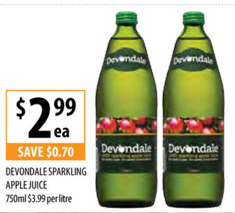 Supabarn Devondale Sparkling Apple Juice 750ml offer