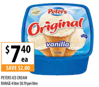 Supabarn Peters Ice Cream Range 4 Litre offer