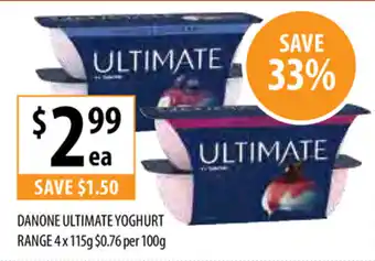 Supabarn Danone Ultimate Yoghurt Range 4x115g offer