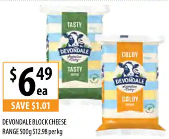 Supabarn Devondale Block Cheese Range 500g offer