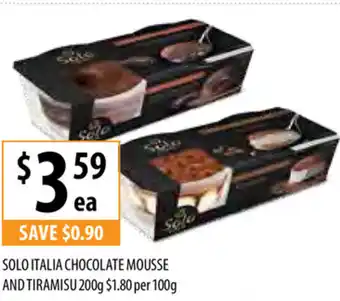 Supabarn Solo Italia Chocolate Mousse and Tiramisu 200g offer