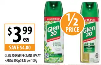 Supabarn Glen 20 Disinfectant Spray Range 300g offer