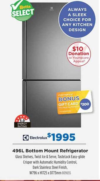 Betta Electrolux 496l Bottom Mount Refrigerator offer