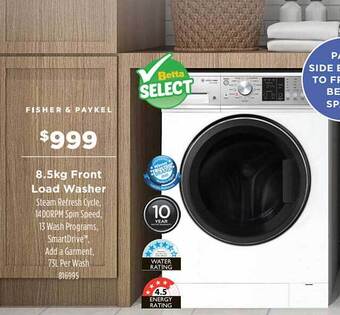 Betta Fisher & Paykel 8.5kg Front Load Washer offer