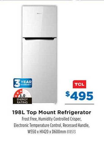Betta Tcl 198l Top Mount Refrigerator offer
