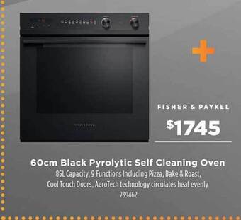 Betta Fisher & Paykel 60cm Black Pyrolytic Self Cleaning Oven offer