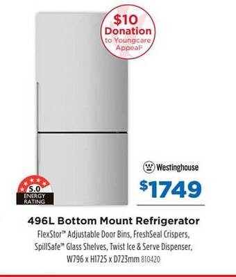 Betta Westinghouse 496l Bottom Mount Refrigerator offer
